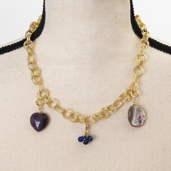 18K gold over bronze necklace with interchangeable charms by Moda Di Petrie - Picture 3 of 16